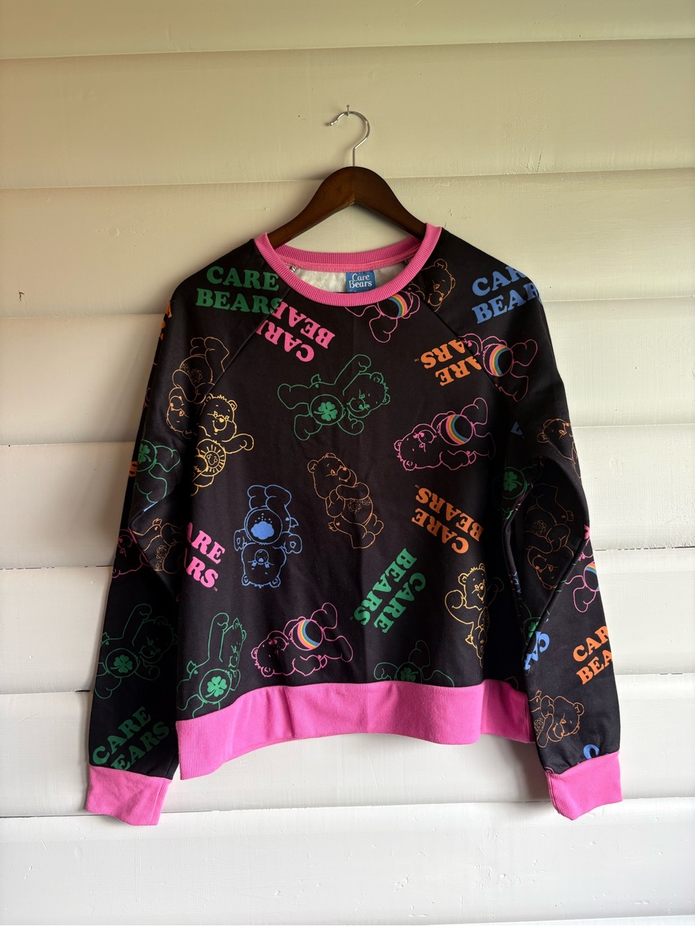 Care Bears All Over Print Fleece Sweatshirt Black Pink Medium